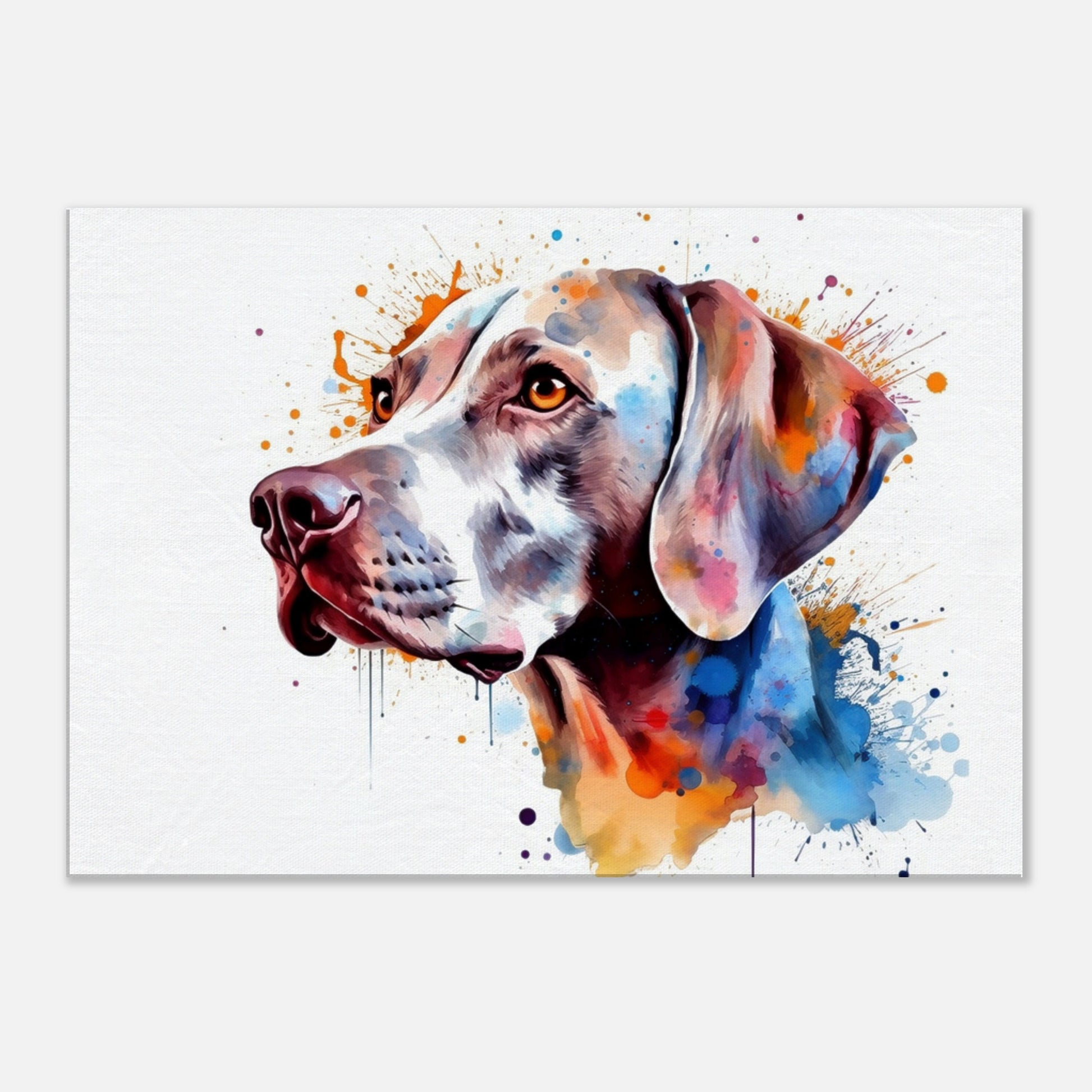 Watercolour Weimaraner Canvas Print. Unique Colourful Dog Painting, Paint Splash Animal Decor, Weim Gift Splatter Paint Wall Art. Grey Ghost - CanvasityCrafts - Free Shipping