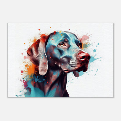 Colourful Weimaraner Canvas Print. Unique Watercolour Dog Painting, Paint Splash Animal Decor, Weim Gift, Splatter Paint Wall Art - CanvasityCrafts - Free Shipping