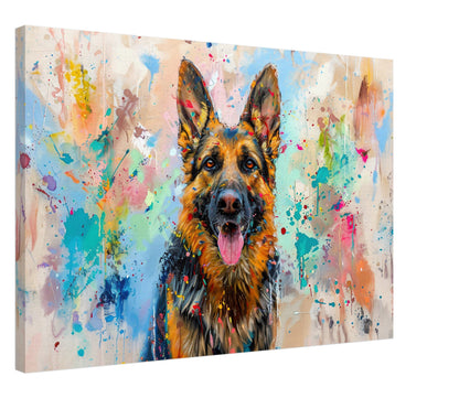 German Shepherd Canvas Print Horizontal or Vertical (Landscape / Portrait). Unique Colourful GSD Dog Painting, Paint Splash Graffiti Gift - CanvasityCrafts - Free Shipping