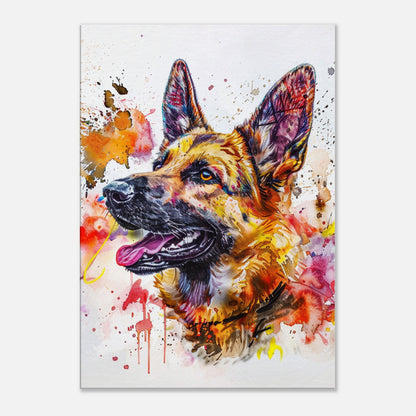 German Shepherd Canvas Print Horizontal or Vertical (Landscape / Portrait). Colourful Watercolour Dog Painting, Paint Splash Graffiti Gift - CanvasityCrafts - Free Shipping