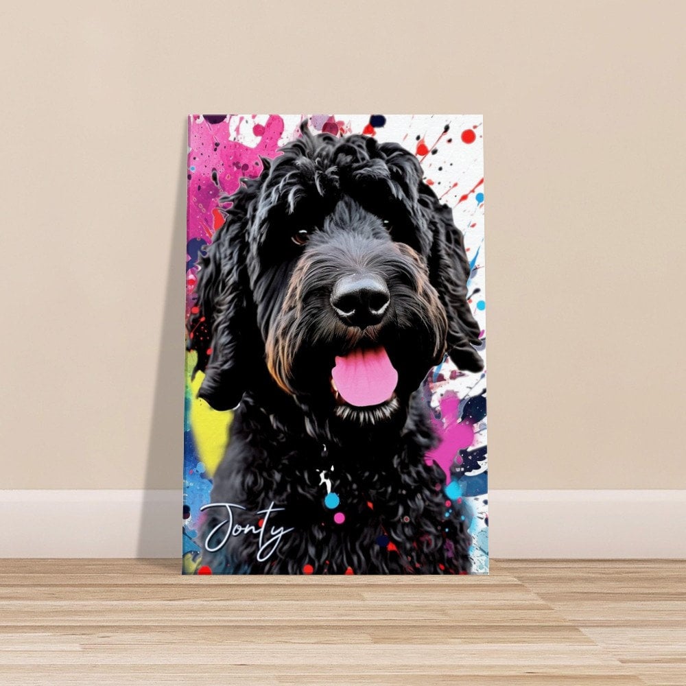 Jonty, Rigsby and Micah on Canvas. Colourful Paint Splash Bernedoodle and Sheparnese Dog Art & Prints - CanvasityCrafts - Free Shipping