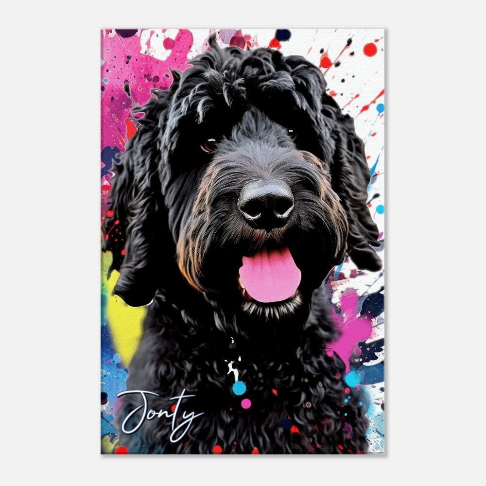 Jonty, Rigsby and Micah on Canvas. Colourful Paint Splash Bernedoodle and Sheparnese Dog Art & Prints - CanvasityCrafts - Free Shipping