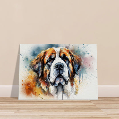 Watercolour St Bernard Canvas Print. Unique Colourful Dog Painting, Paint Splash Animal Decor, Saint Bernard Gift, Splatter Paint Wall Art - CanvasityCrafts - Free Shipping