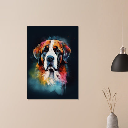 Rainbow St Bernard Canvas Print. Unique Colourful Dog Painting, Paint Splash Animal Decor, Saint Bernard Gift, Watercolour Wall Art - CanvasityCrafts - Free Shipping