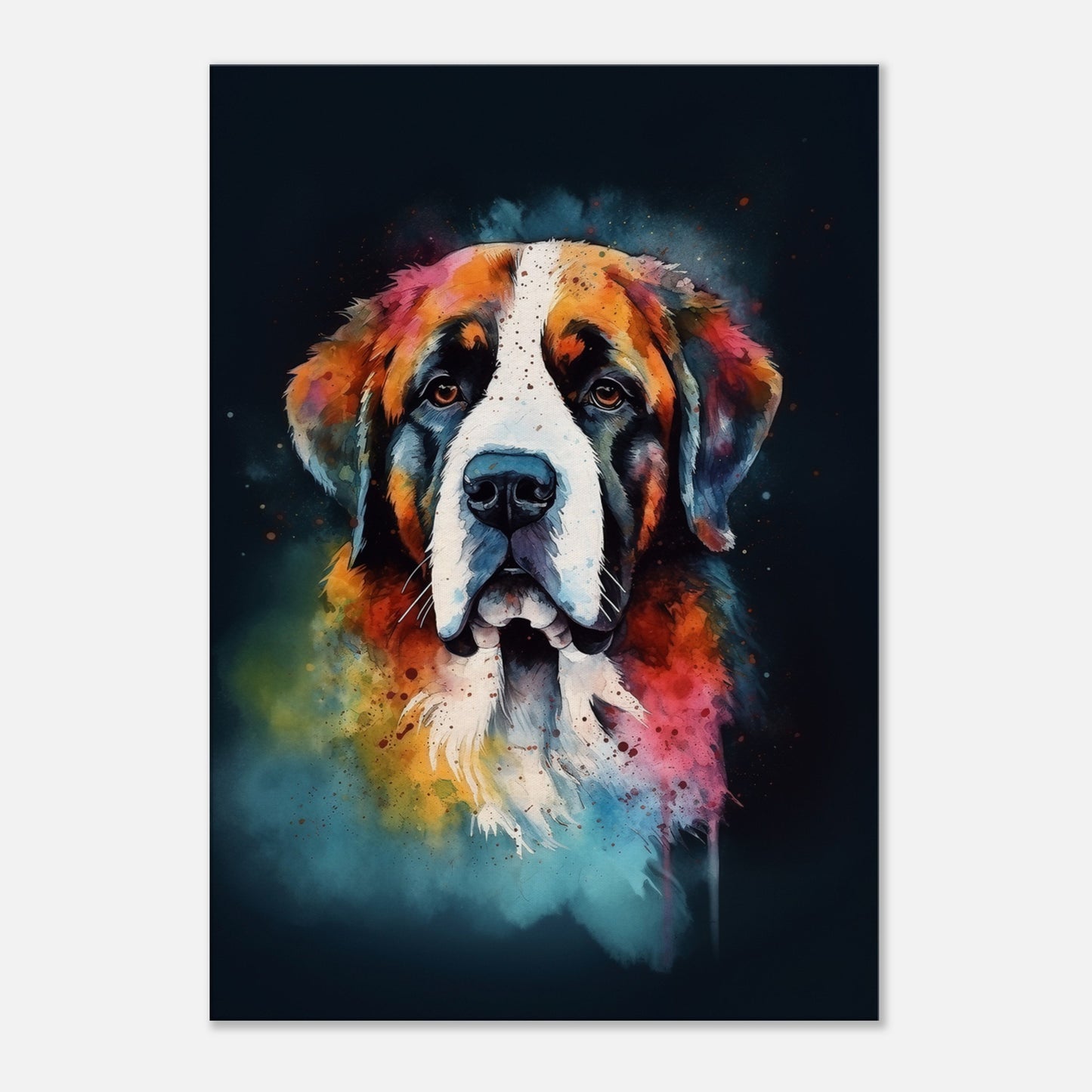 Rainbow St Bernard Canvas Print. Unique Colourful Dog Painting, Paint Splash Animal Decor, Saint Bernard Gift, Watercolour Wall Art - CanvasityCrafts - Free Shipping