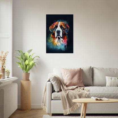 Rainbow St Bernard Canvas Print. Unique Colourful Dog Painting, Paint Splash Animal Decor, Saint Bernard Gift, Watercolour Wall Art - CanvasityCrafts - Free Shipping