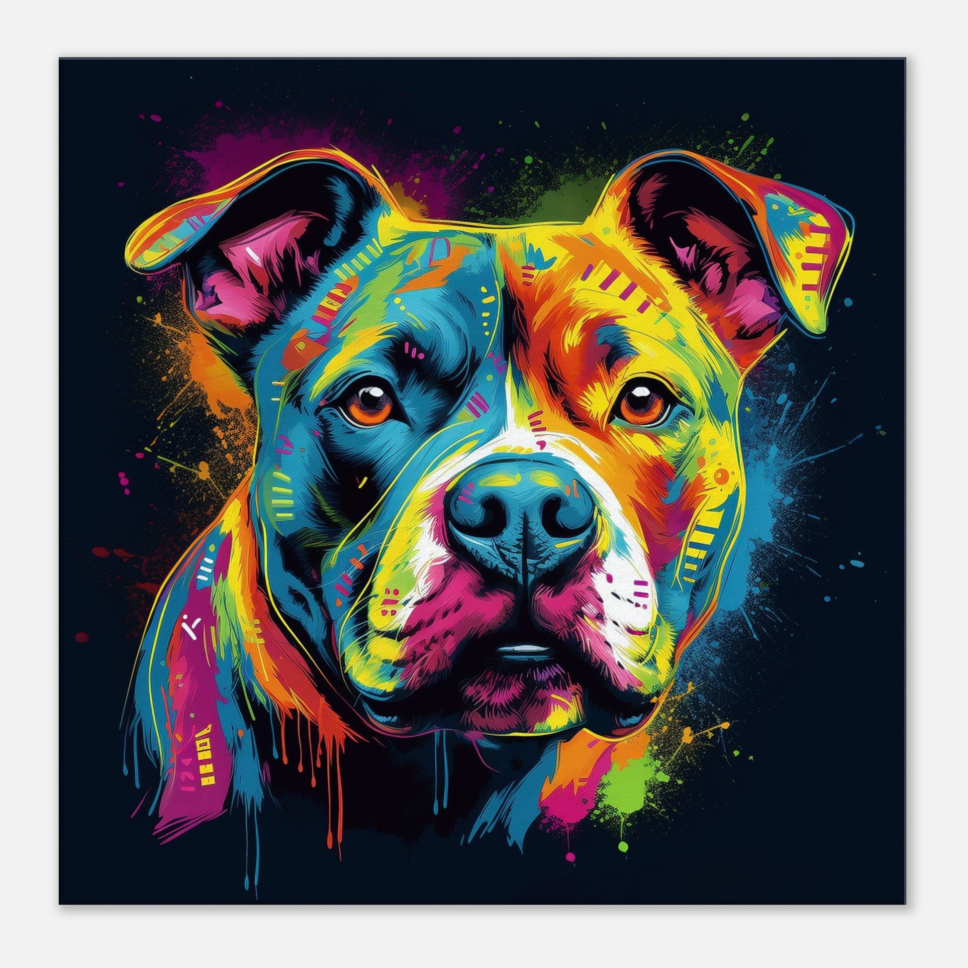 Abstract Staffordshire Bull Terrier Canvas Print. Unique Colourful Staffy Dog Neon Painting, Graffiti Animal Decor Gift, Vibrant Wall Art - CanvasityCrafts - Free Shipping