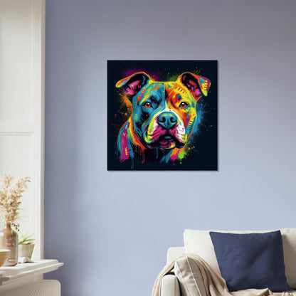 Abstract Staffordshire Bull Terrier Canvas Print. Unique Colourful Staffy Dog Neon Painting, Graffiti Animal Decor Gift, Vibrant Wall Art - CanvasityCrafts - Free Shipping