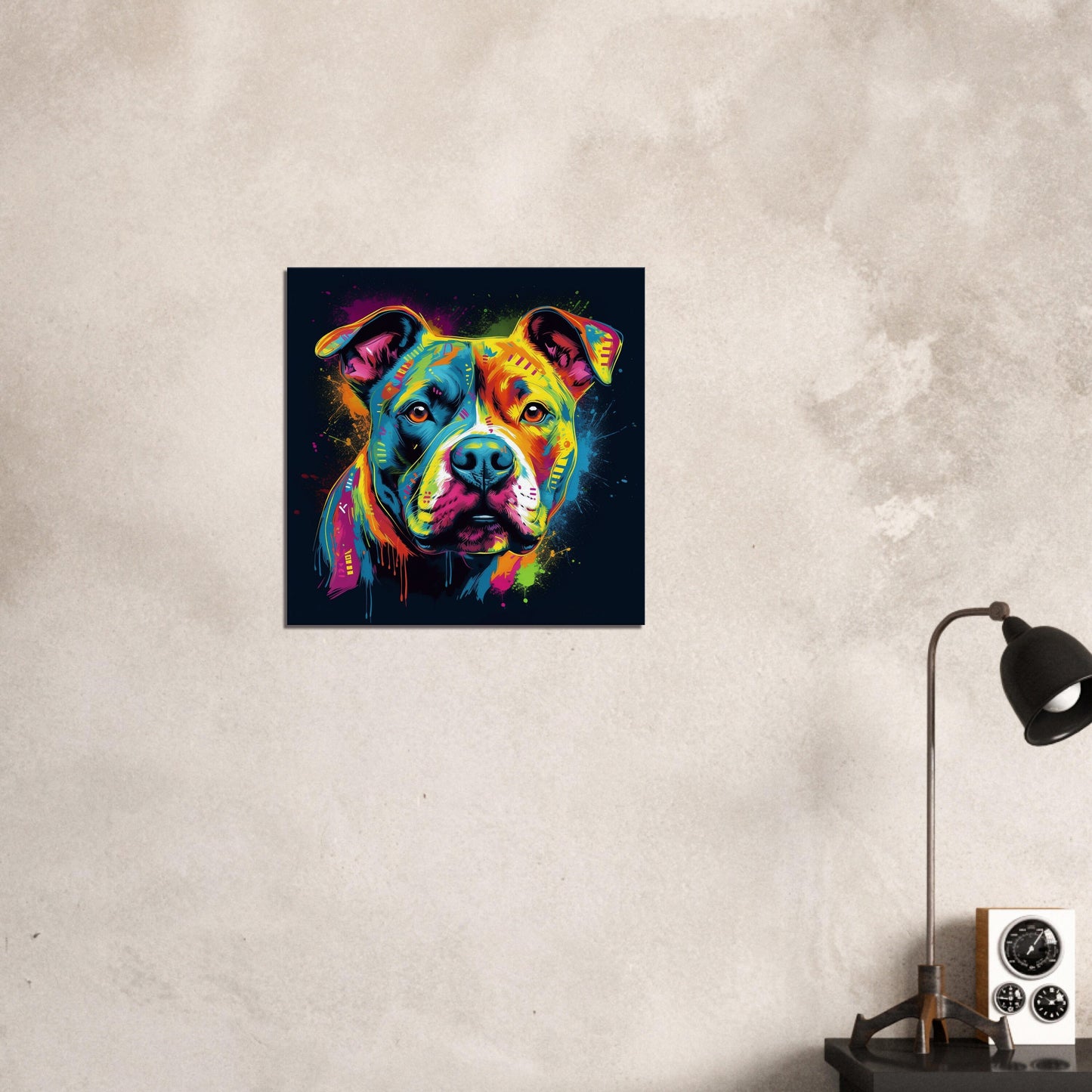 Abstract Staffordshire Bull Terrier Canvas Print. Unique Colourful Staffy Dog Neon Painting, Graffiti Animal Decor Gift, Vibrant Wall Art - CanvasityCrafts - Free Shipping