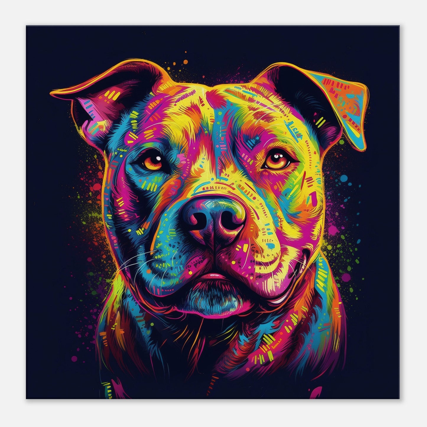 Vibrant Staffordshire Bull Terrier Canvas Print. Unique Abstract Colourful Staffy Dog Neon Painting, Graffiti Animal Decor Gift, Wall Art - CanvasityCrafts - Free Shipping