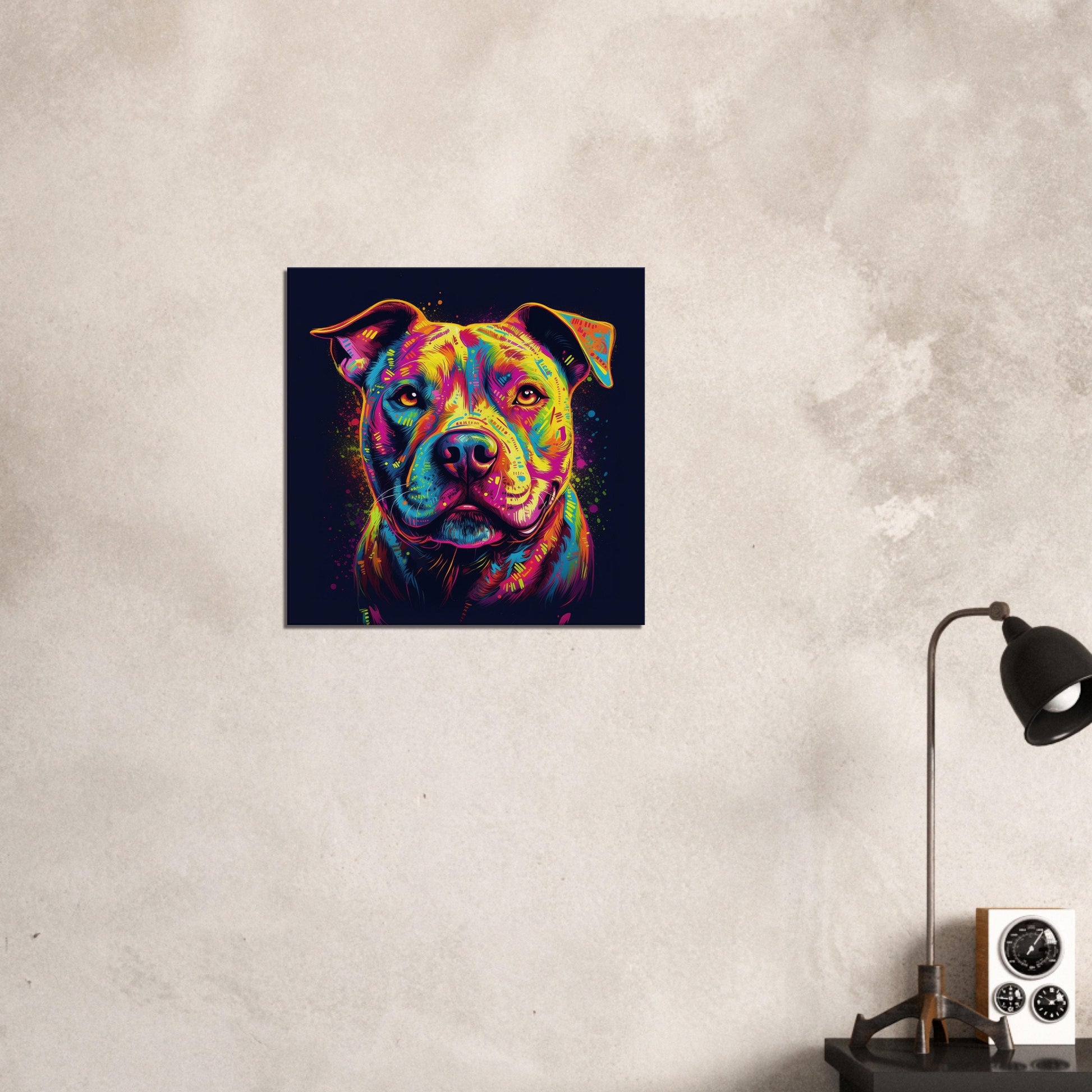 Vibrant Staffordshire Bull Terrier Canvas Print. Unique Abstract Colourful Staffy Dog Neon Painting, Graffiti Animal Decor Gift, Wall Art - CanvasityCrafts - Free Shipping