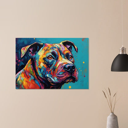 Abstract Staffordshire Bull Terrier Canvas Print. Unique Colourful Staffy Dog Painting, Rainbow Animal Decor Gift, Paint Splash Wall Art - CanvasityCrafts - Free Shipping