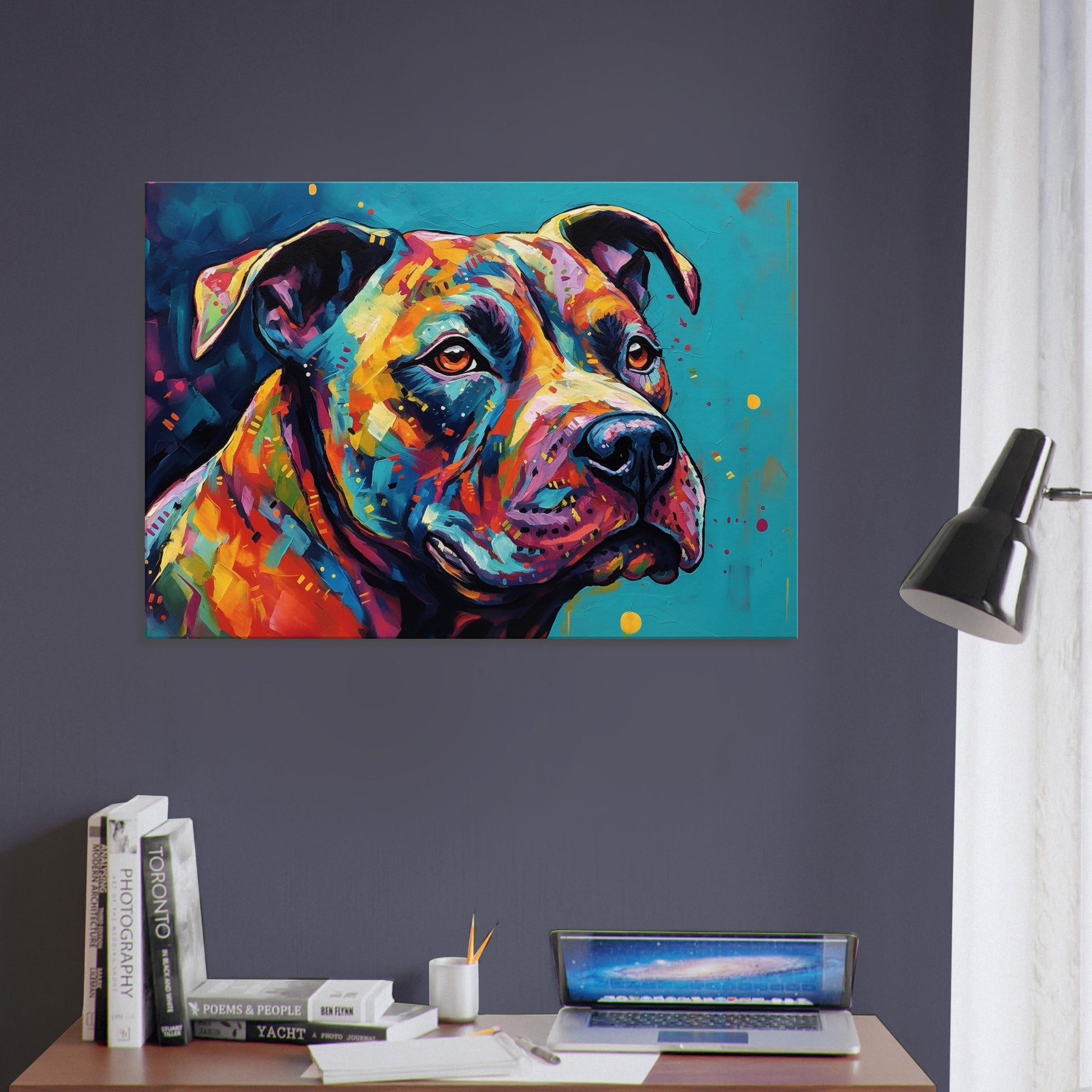 Abstract Staffordshire Bull Terrier Canvas Print. Unique Colourful Staffy Dog Painting, Rainbow Animal Decor Gift, Paint Splash Wall Art - CanvasityCrafts - Free Shipping