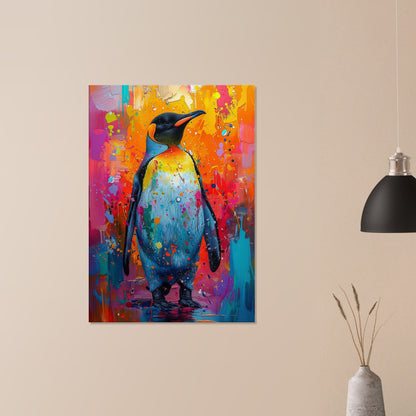 Colourful Penguin Canvas Print. Paint Splash Animal Wall Art Gift, Rainbow Decor, Watercolour Painting Picture. Vibrant Multi-colour - CanvasityCrafts - Free Shipping