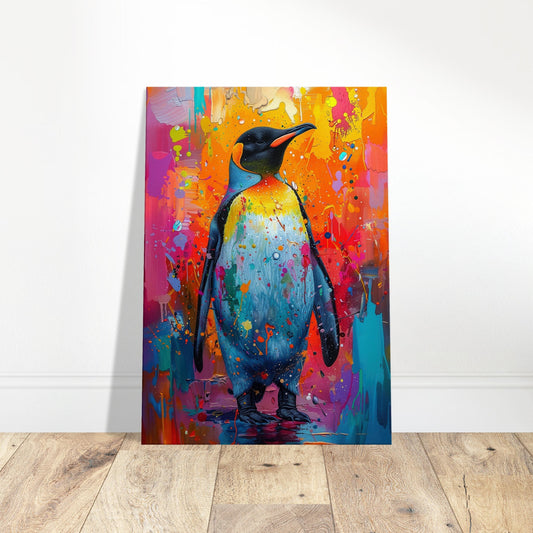 Colourful Penguin Canvas Print. Paint Splash Animal Wall Art Gift, Rainbow Decor, Watercolour Painting Picture. Vibrant Multi-colour - CanvasityCrafts - Free Shipping