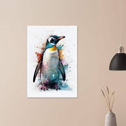 Watercolour Penguin Canvas Print. Paint Splash Animal Wall Art Gift, Watercolor Painting Picture, Bird Decor - CanvasityCrafts - Free Shipping