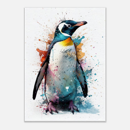 Watercolour Penguin Canvas Print. Paint Splash Animal Wall Art Gift, Watercolor Painting Picture, Bird Decor - CanvasityCrafts - Free Shipping