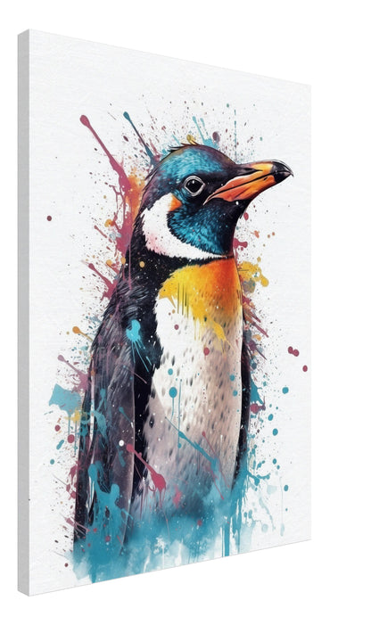 Watercolour Penguin Canvas Print. Paint Splash Animal Wall Art Gift, Watercolor Painting Picture, Abstract Bird Decor, Home / Office Gifts - CanvasityCrafts - Free Shipping