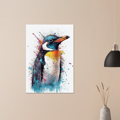 Watercolour Penguin Canvas Print. Paint Splash Animal Wall Art Gift, Watercolor Painting Picture, Abstract Bird Decor, Home / Office Gifts - CanvasityCrafts - Free Shipping