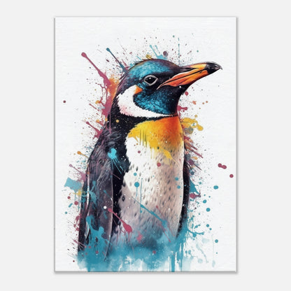 Watercolour Penguin Canvas Print. Paint Splash Animal Wall Art Gift, Watercolor Painting Picture, Abstract Bird Decor, Home / Office Gifts - CanvasityCrafts - Free Shipping