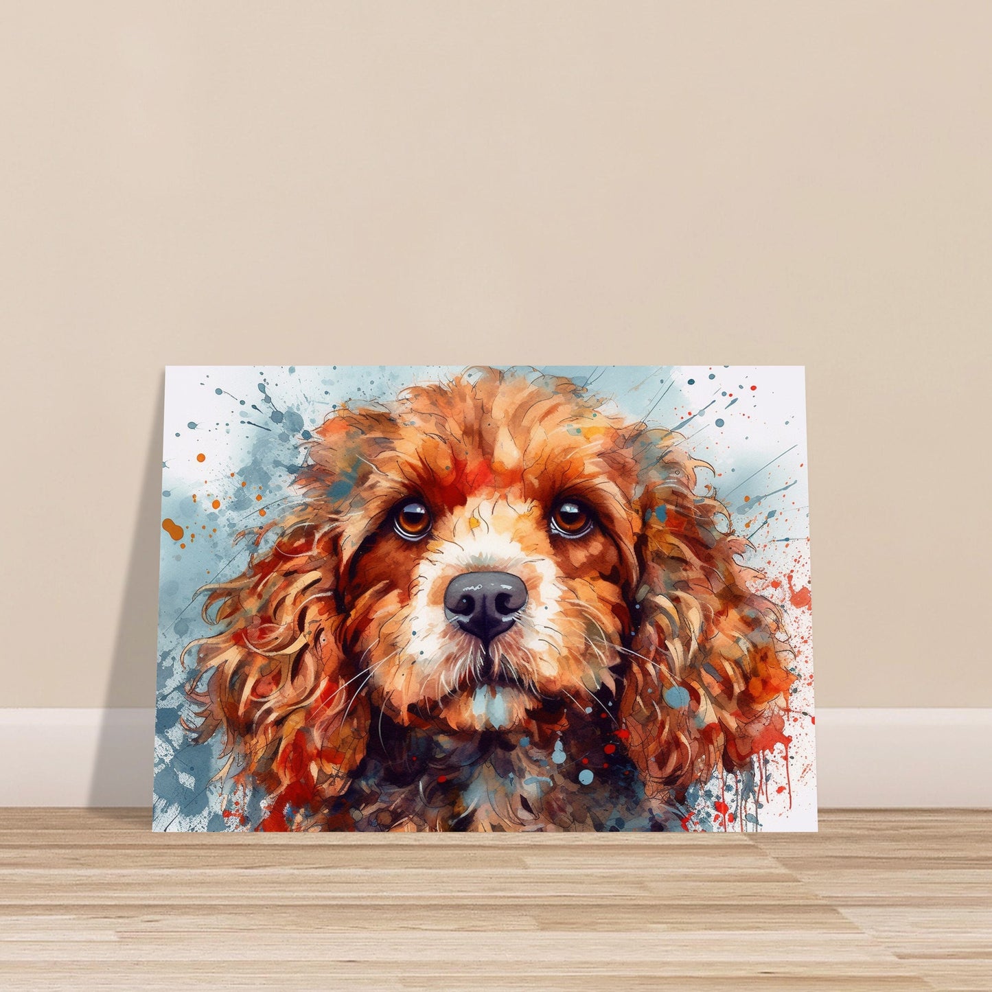 Watercolour Cavapoo Poster Print. Unframed Abstract Colourful Dog Art Gift for Dog Lovers. Paint Splash Painting for Doodle Mom - CanvasityCrafts - Free Shipping