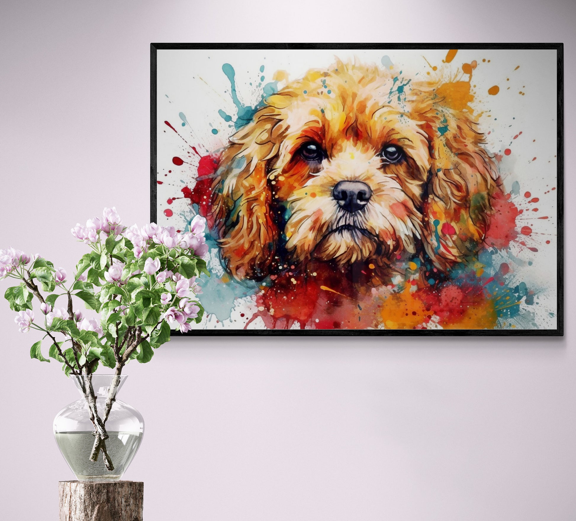 Paint Splash Cavapoo Poster Print. Unframed Abstract Colourful Dog Art Gift for Dog Lovers. Watercolour Painting for Doodle Mom - CanvasityCrafts - Free Shipping