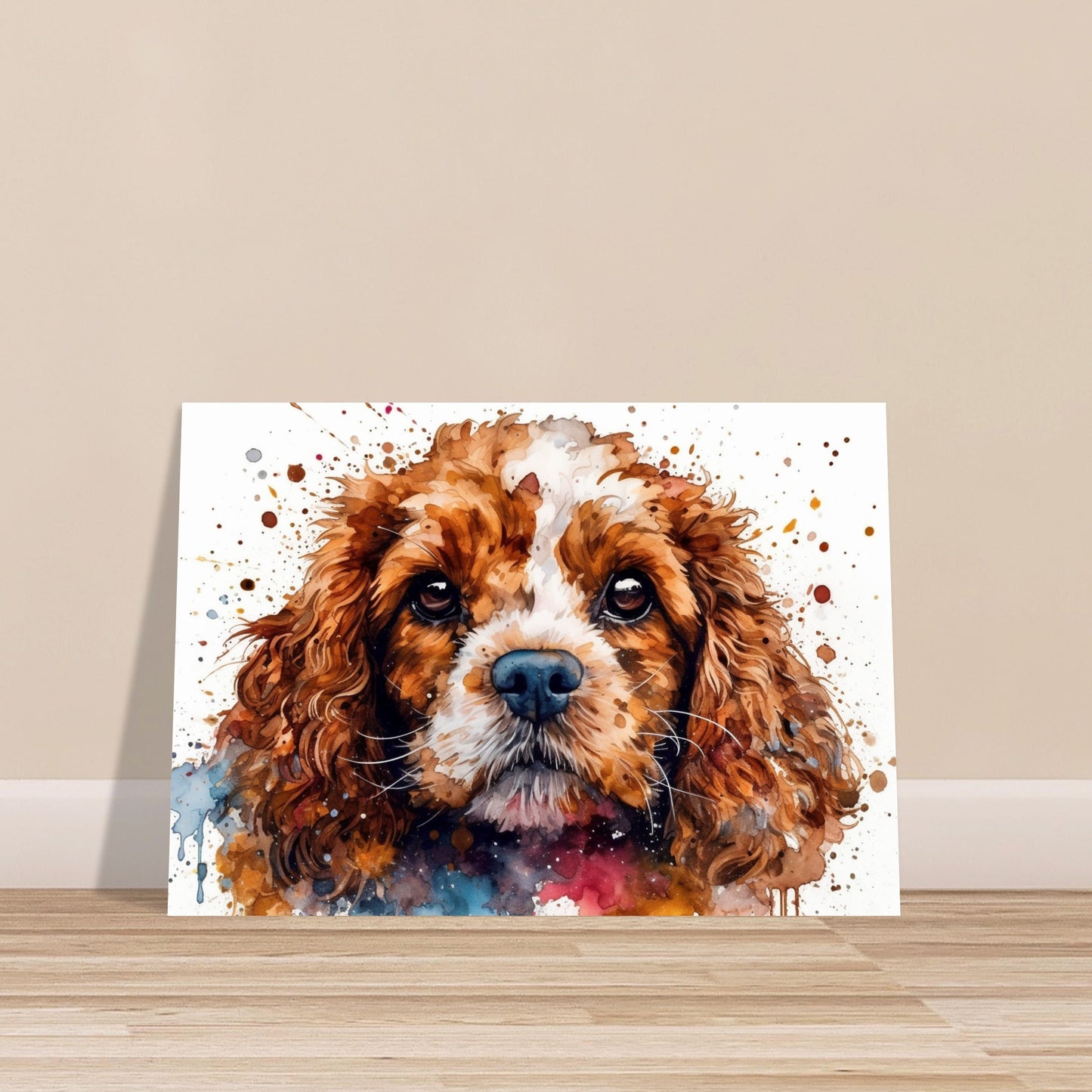 Watercolour Cavapoo Poster Print. Unframed Abstract Colourful Dog Art Gift for Dog Lovers. Paint Splash Painting for Doodle Mom - CanvasityCrafts - Free Shipping