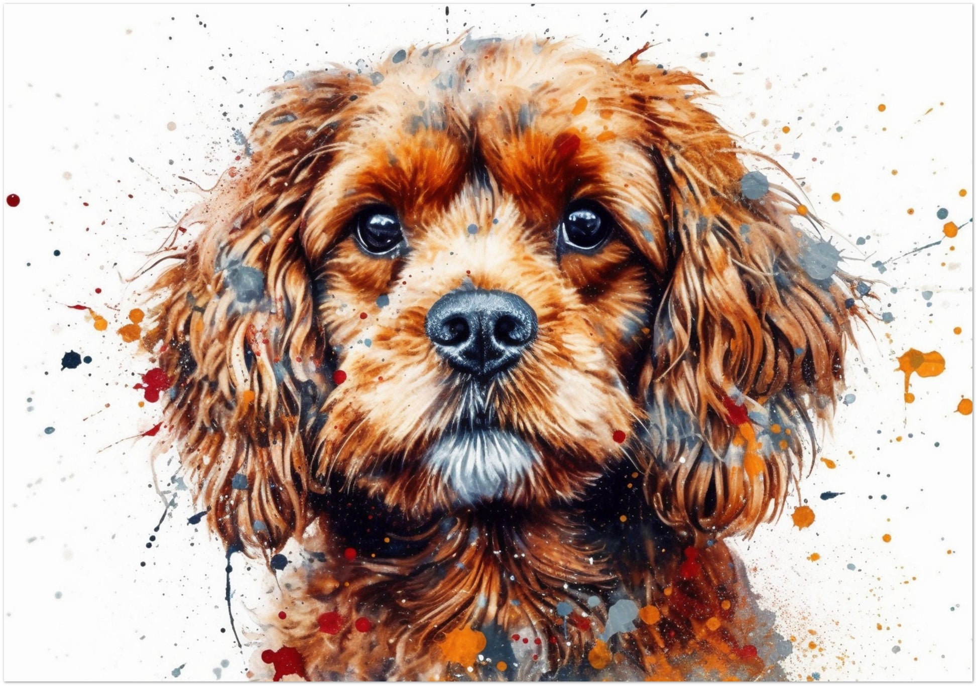 Watercolour Cavapoo Poster Print. Unframed Abstract Colourful Dog Art Gift for Dog Lovers. Paint Splash Painting for Doodle Mom - CanvasityCrafts - Free Shipping