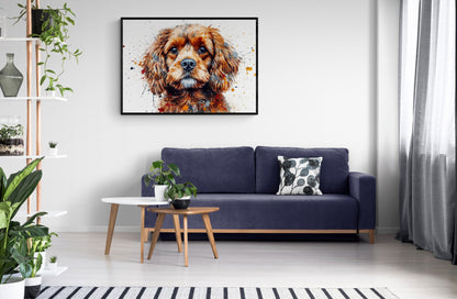 Watercolour Cavapoo Poster Print. Unframed Abstract Colourful Dog Art Gift for Dog Lovers. Paint Splash Painting for Doodle Mom - CanvasityCrafts - Free Shipping