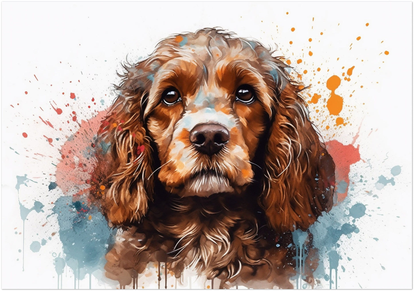 Watercolour Cavapoo Poster Print. Unframed Abstract Colourful Dog Art Gift for Dog Lovers. Paint Splash Painting for Doodle Mom - CanvasityCrafts - Free Shipping