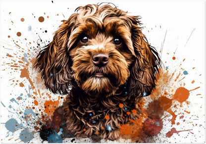 Chocolate Cavapoo Paint Splash Poster Print. Unframed Abstract Colourful Dog Art Gift for Dog Lovers. Watercolour Painting for Doodle Mom - CanvasityCrafts - Free Shipping