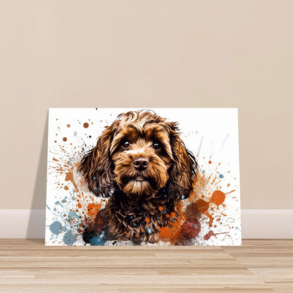 Chocolate Cavapoo Paint Splash Poster Print. Unframed Abstract Colourful Dog Art Gift for Dog Lovers. Watercolour Painting for Doodle Mom - CanvasityCrafts - Free Shipping