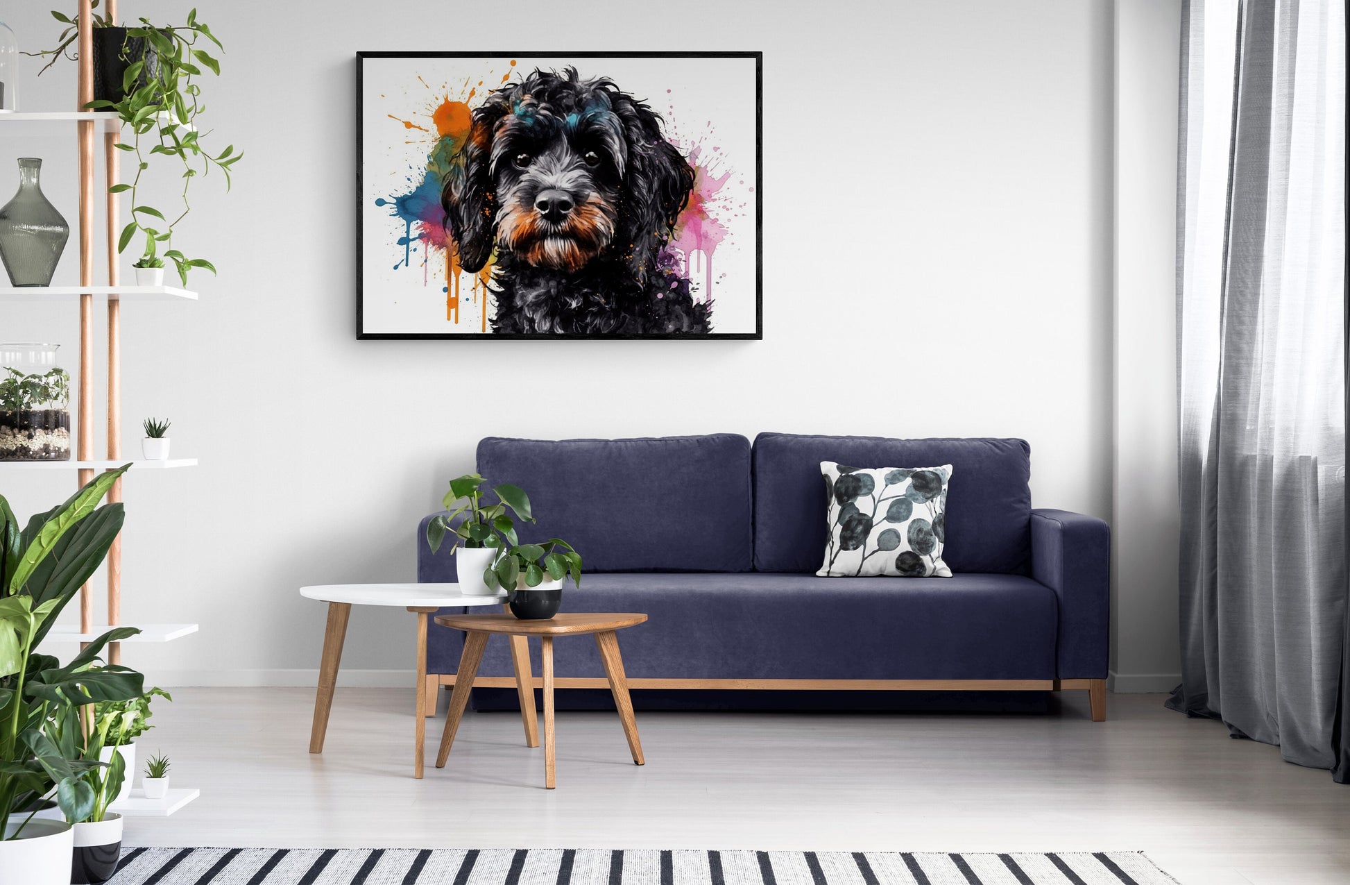 Black Cavapoo Paint Splash Poster Print. Unframed Abstract Colourful Dog Art Gift for Dog Lovers. Watercolour Painting for Doodle Mom - CanvasityCrafts - Free Shipping