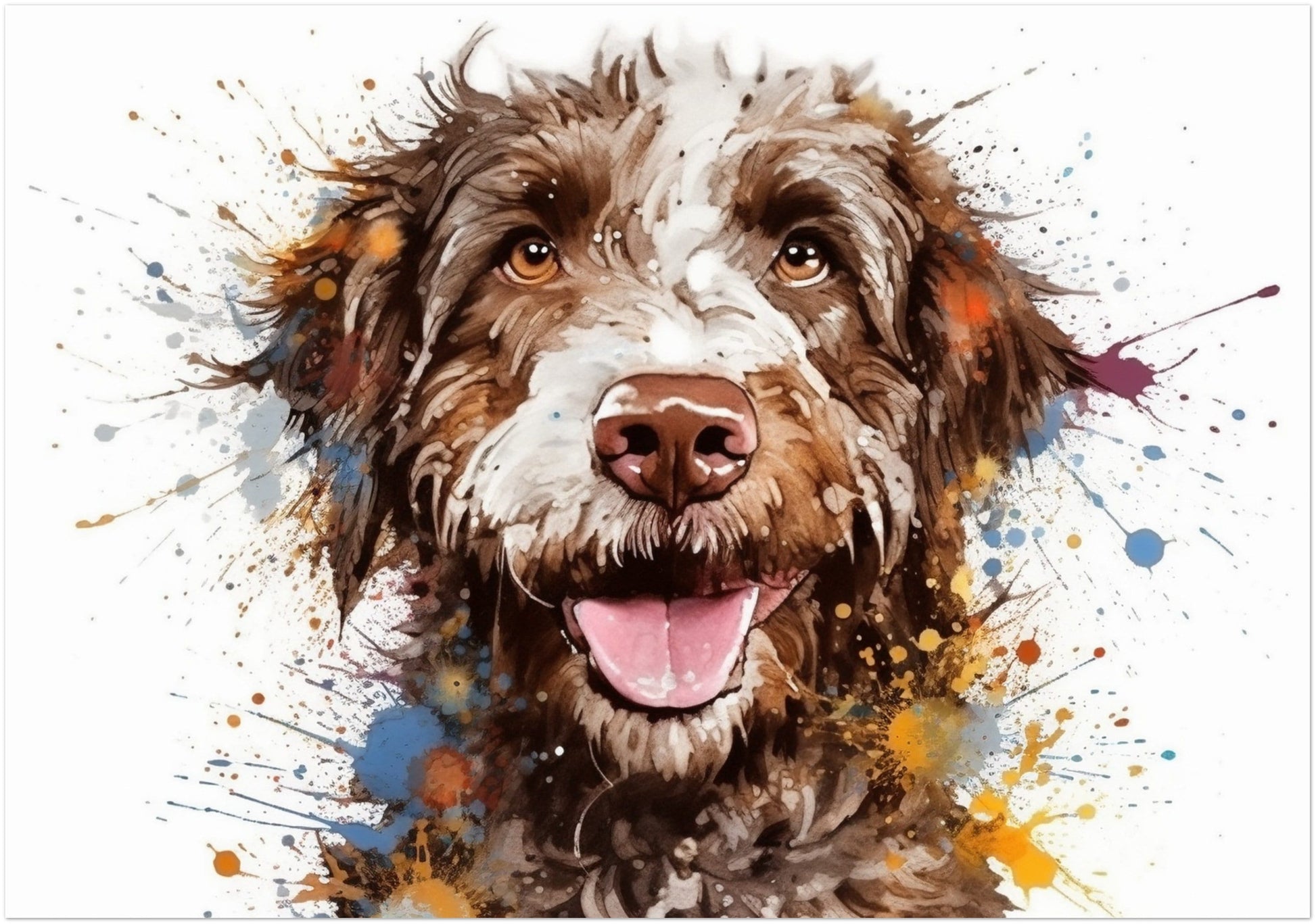 Watercolour Aussiedoodle Paint Splash Poster Print. Unframed Abstract Colourful Dog Art Gift for Dog Lovers. Painting for Doodle Mom - CanvasityCrafts - Free Shipping