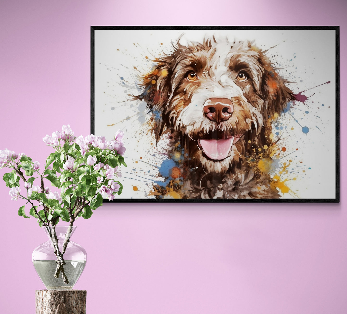 Watercolour Aussiedoodle Paint Splash Poster Print. Unframed Abstract Colourful Dog Art Gift for Dog Lovers. Painting for Doodle Mom - CanvasityCrafts - Free Shipping