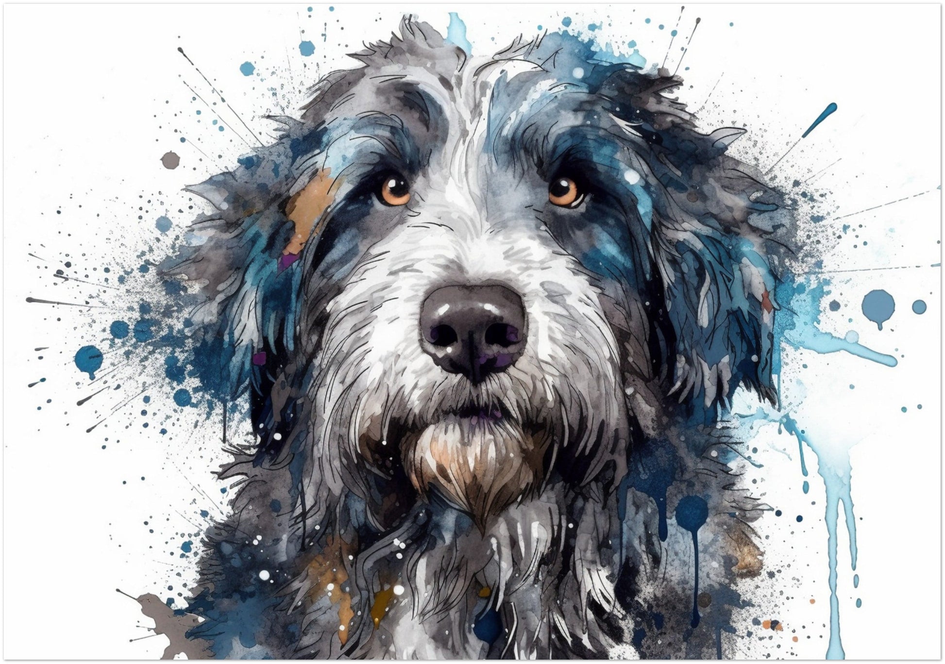 Aussiedoodle Poster Print. Unframed Watercolour Dog Lover Art Gift. Abstract Watercolour Painting for Doodle Mom. Australian Shepherd Poodle - CanvasityCrafts - Free Shipping