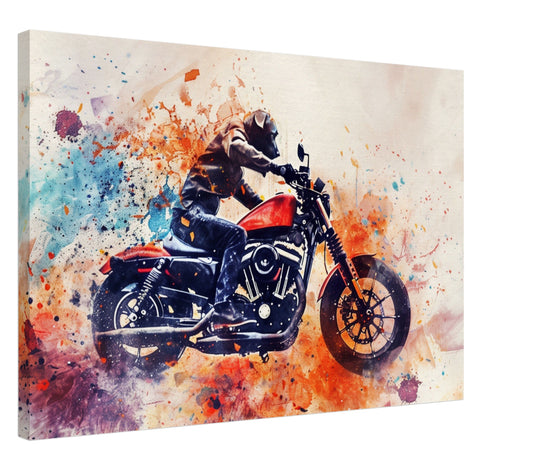 Black Labrador Motorbike Canvas Print. Funny Animal Wall Art Gift for Bikers, Motorcycle Owner, Lab Mom, Dad. Paint Splash Painting - CanvasityCrafts - Free Shipping