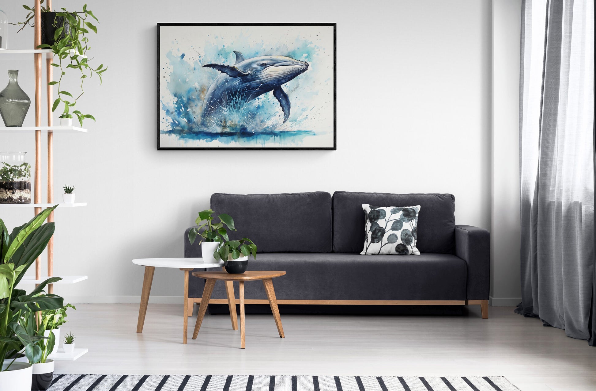 Watercolour Whale Poster Print. Unframed Marine Decor Gift for Sea Life Lovers. Blue humpback whale painting - CanvasityCrafts - Free Shipping