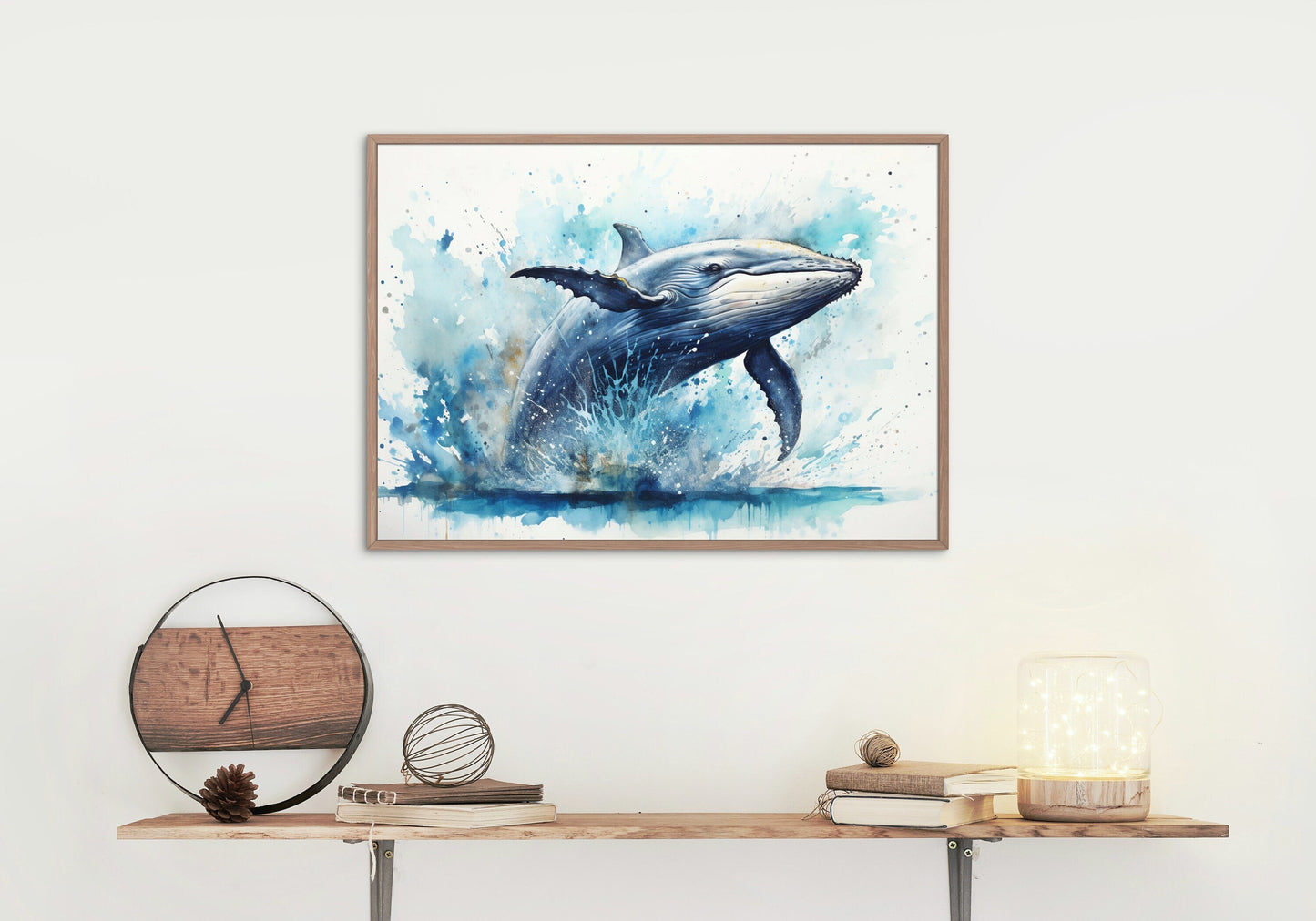 Watercolour Whale Poster Print. Unframed Marine Decor Gift for Sea Life Lovers. Blue humpback whale painting - CanvasityCrafts - Free Shipping