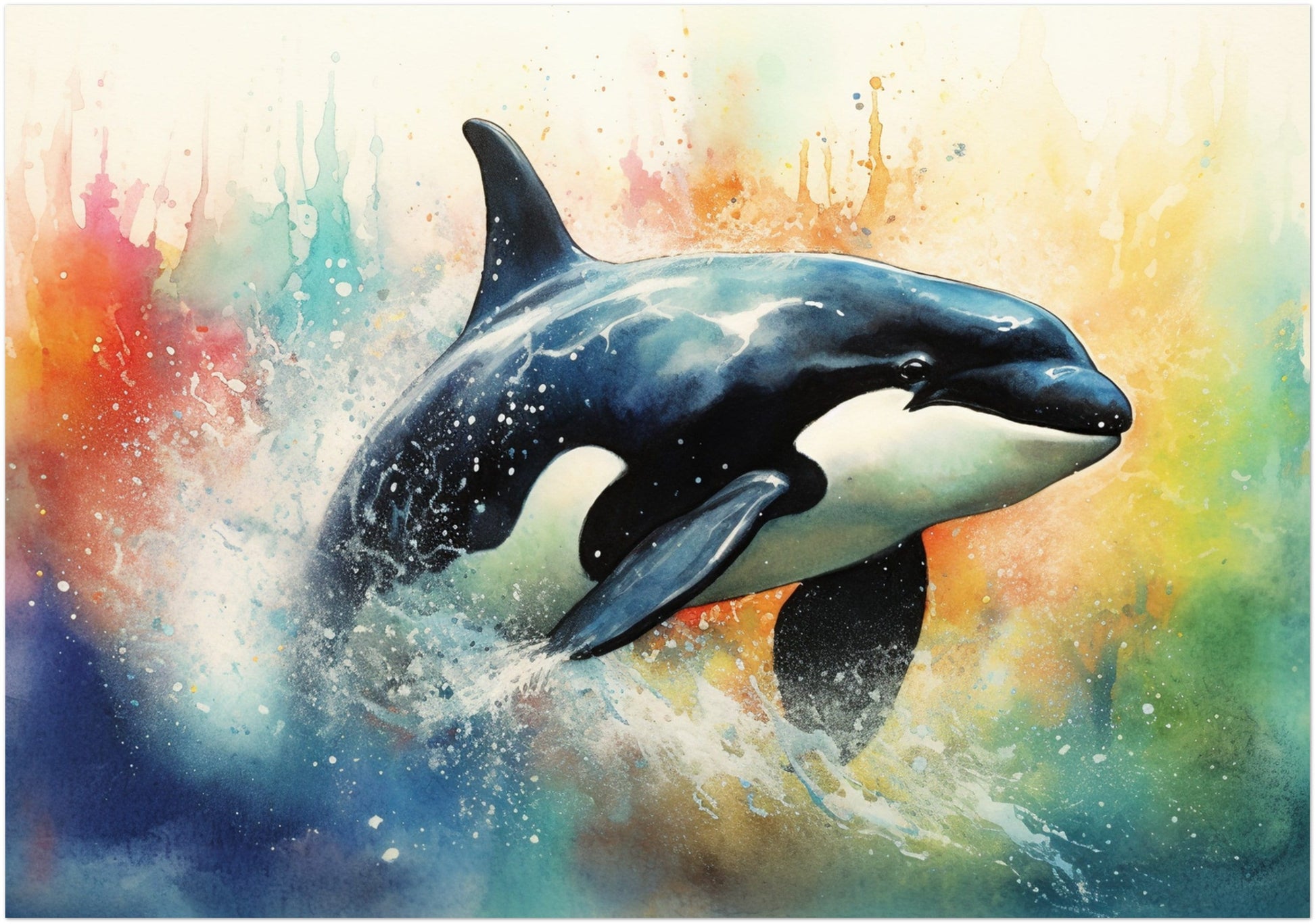 Watercolour Orca Whale Painting. Unframed Killer Whale Poster Print. Marine Animal, Nautical Decor Gift for Sea Life Lovers. Paint Splash - CanvasityCrafts - Free Shipping