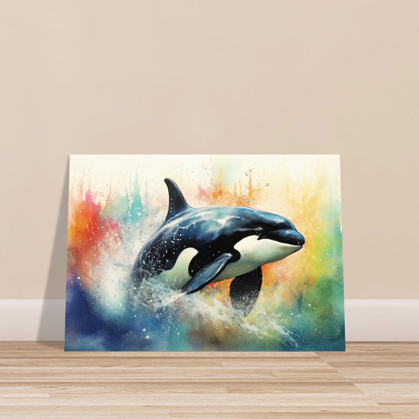 Watercolour Orca Whale Painting. Unframed Killer Whale Poster Print. Marine Animal, Nautical Decor Gift for Sea Life Lovers. Paint Splash - CanvasityCrafts - Free Shipping