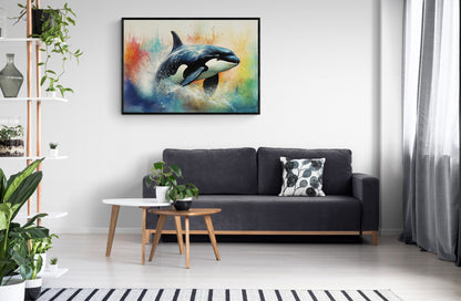 Watercolour Orca Whale Painting. Unframed Killer Whale Poster Print. Marine Animal, Nautical Decor Gift for Sea Life Lovers. Paint Splash - CanvasityCrafts - Free Shipping