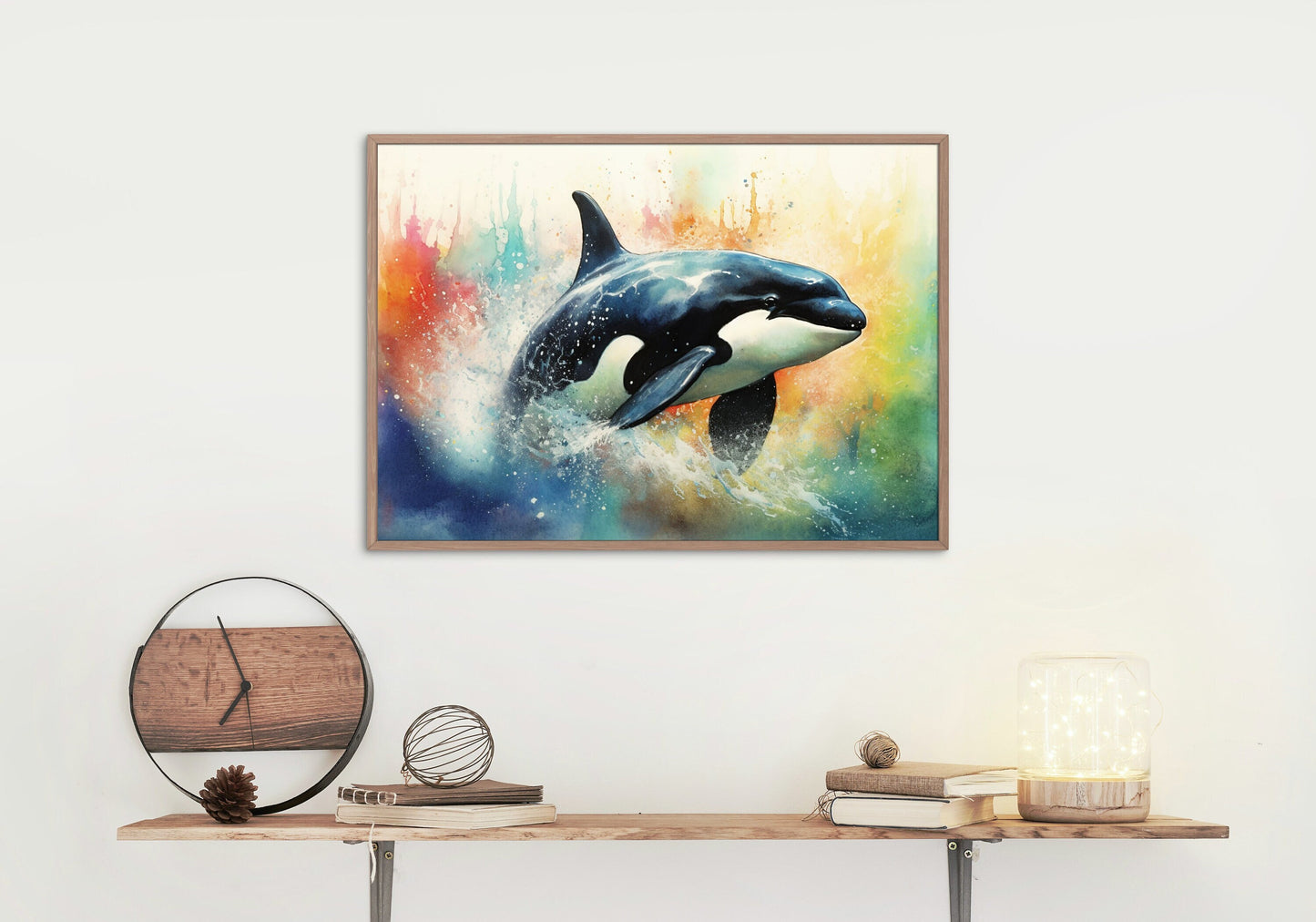 Watercolour Orca Whale Painting. Unframed Killer Whale Poster Print. Marine Animal, Nautical Decor Gift for Sea Life Lovers. Paint Splash - CanvasityCrafts - Free Shipping