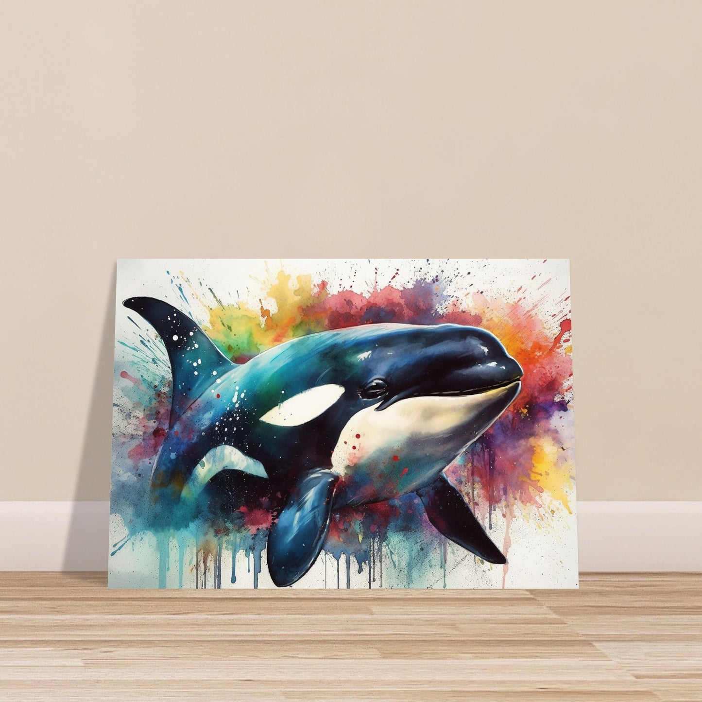 Watercolour Orca Whale Painting. Unframed Killer Whale Poster Print. Marine Animal, Nautical Decor Gift for Sea Life Lovers. Paint Splash - CanvasityCrafts - Free Shipping