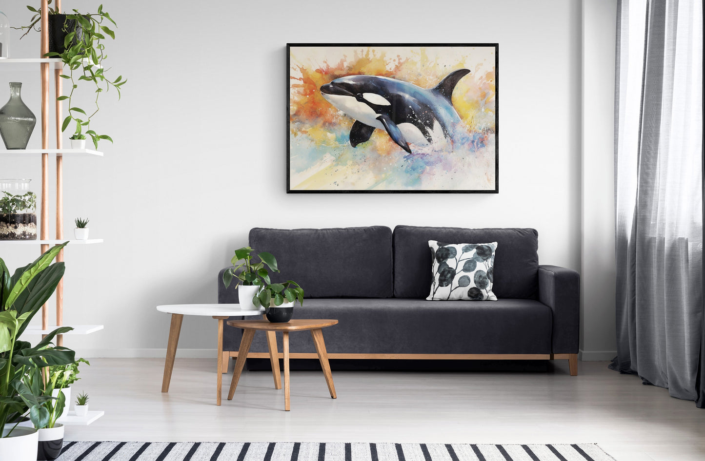 Watercolour Orca Whale Painting. Unframed Killer Whale Poster Print. Marine Animal, Nautical Decor Gift for Sea Life Lovers. Paint Splash - CanvasityCrafts - Free Shipping