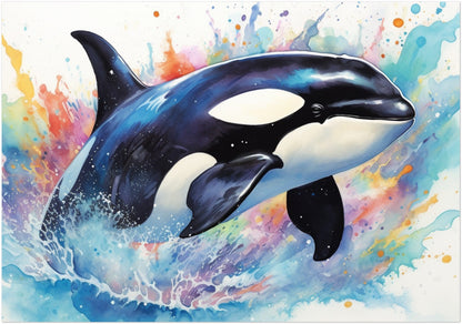 Watercolour Orca Whale Painting. Unframed Killer Whale Poster Print. Marine Animal, Nautical Decor Gift for Sea Life Lovers. Paint Splash - CanvasityCrafts - Free Shipping