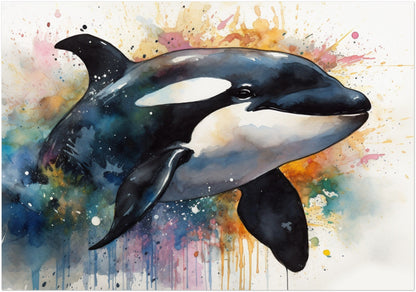 Watercolour Orca Whale Painting. Unframed Killer Whale Poster Print. Marine Animal, Nautical Decor Gift for Sea Life Lovers. Paint Splash - CanvasityCrafts - Free Shipping