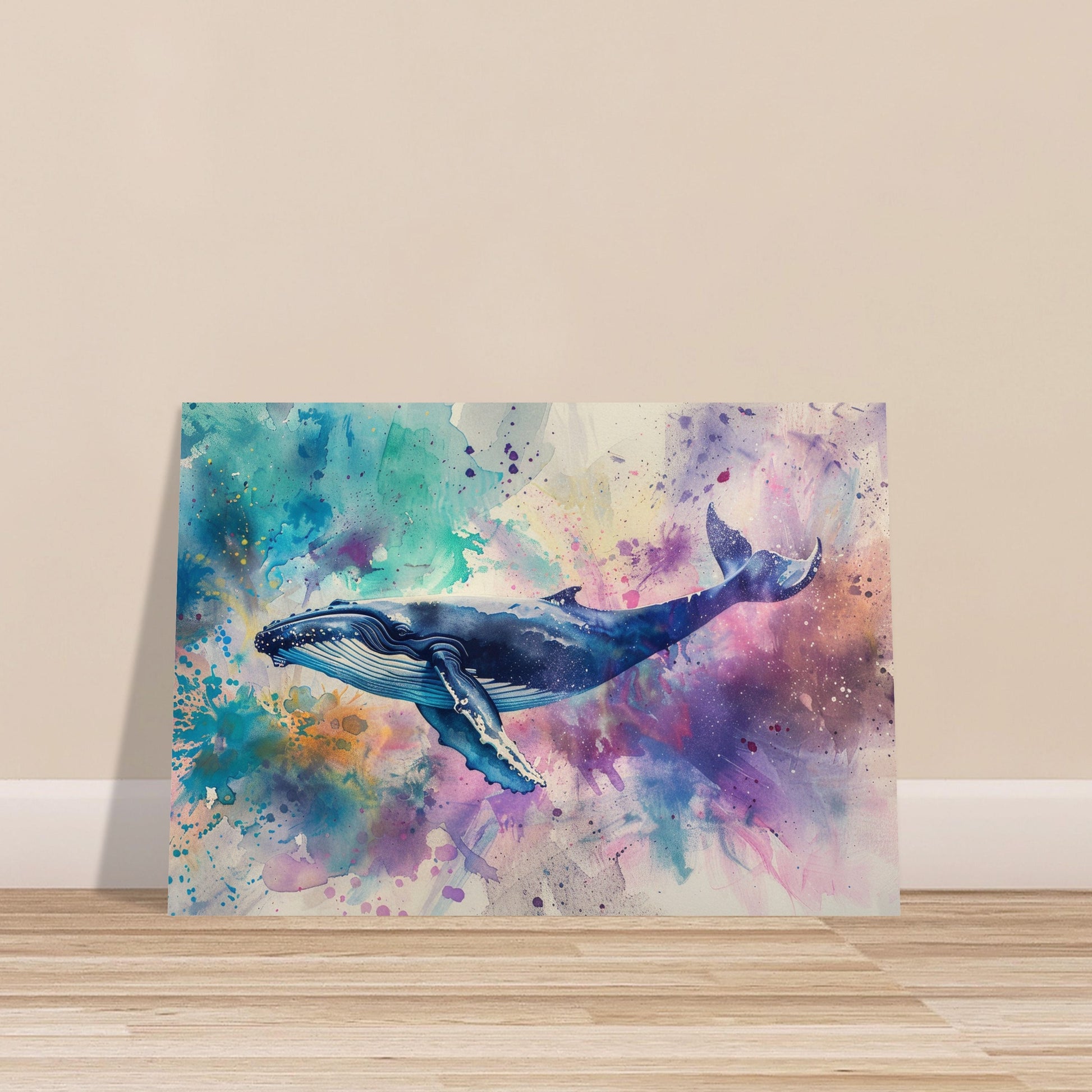 Watercolour Humpback Whale Painting. Unframed Whale Poster Print. Marine Animal, Nautical Decor Gift for Sea Life Lovers. Paint Splash - CanvasityCrafts - Free Shipping