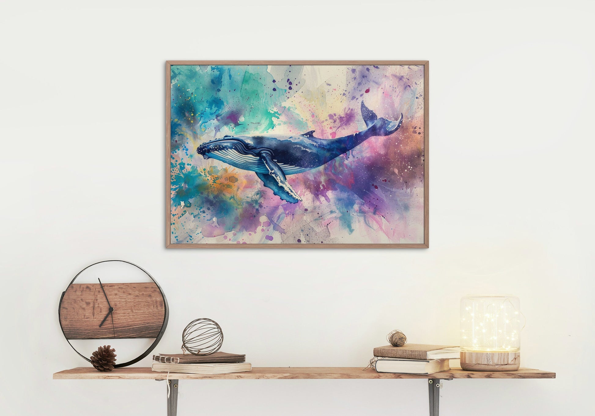 Watercolour Humpback Whale Painting. Unframed Whale Poster Print. Marine Animal, Nautical Decor Gift for Sea Life Lovers. Paint Splash - CanvasityCrafts - Free Shipping