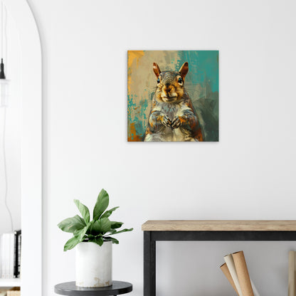 Grey Squirrel Canvas Print. Oil Painting Modern Home Decor, Gray Squirrel Wall Art Picture, Countryside Animal Painting, Nut Lover Gift - CanvasityCrafts - Free Shipping